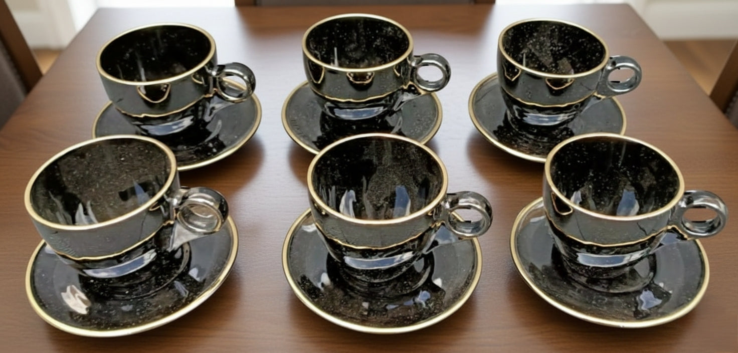 Cup And Saucer Set With Gold Rim