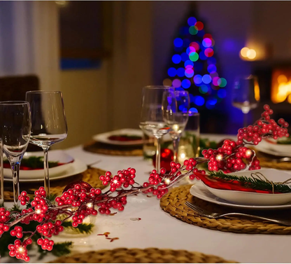1.8 Meter Red Berry Garland with Lights
