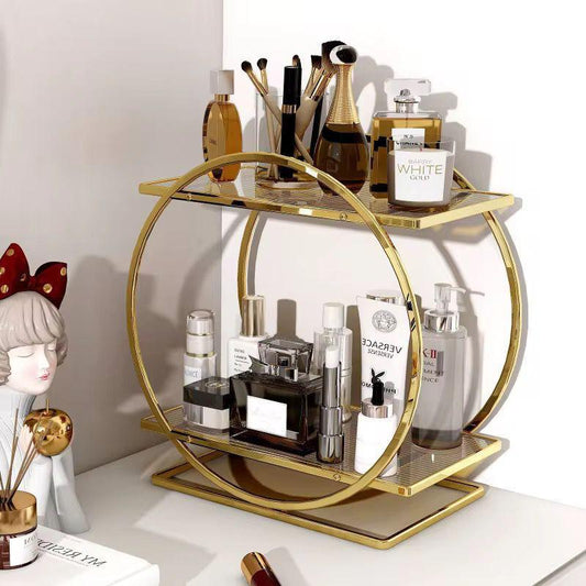 Gold and silver large capacity cosmetics and skincare organizer storage box