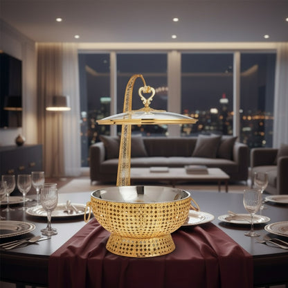8L Golden Food Server With Lid Hanger