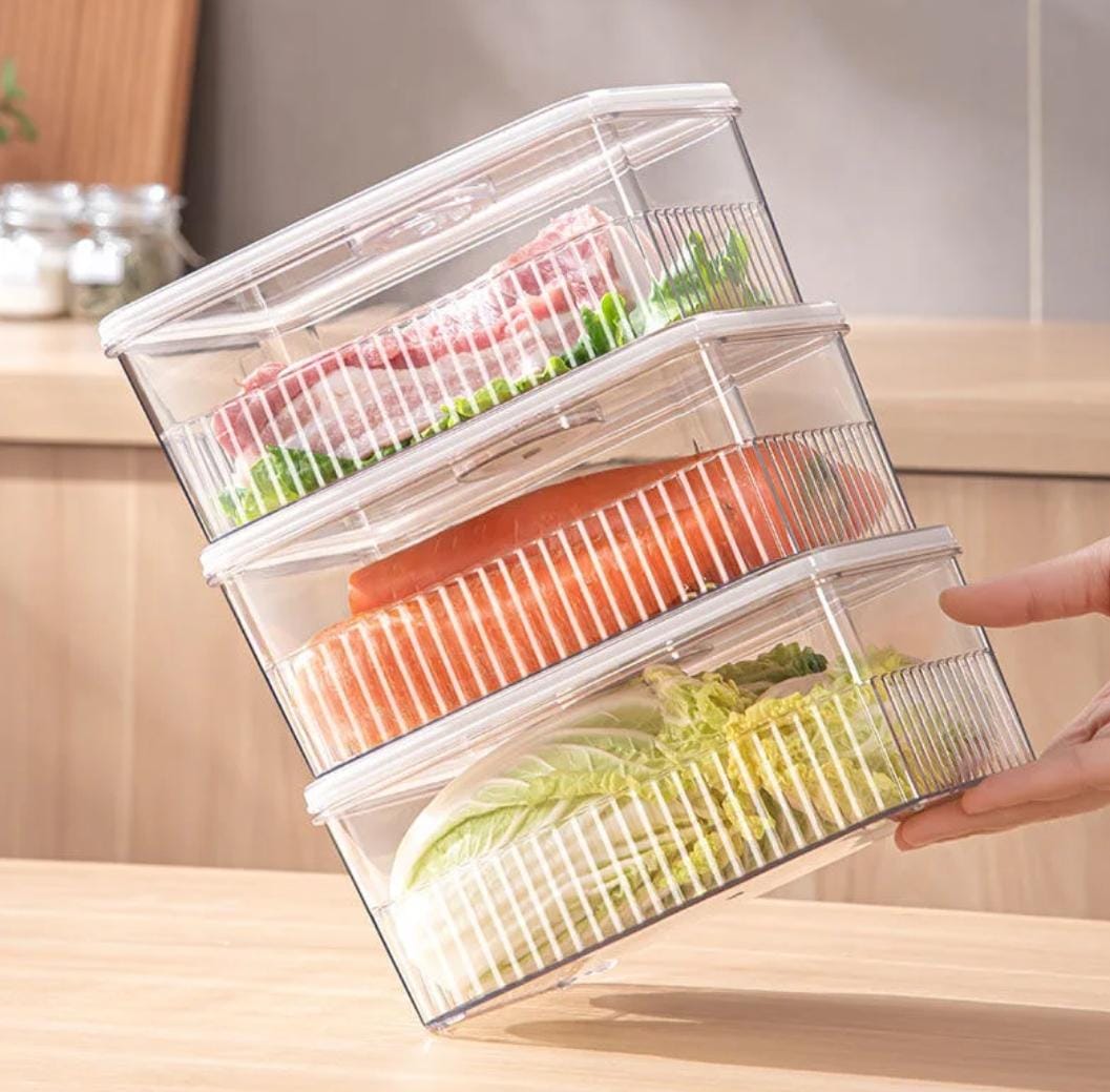 Clear acrylic fridge storage container for organizing refrigerator items