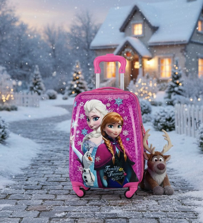 Cartoon themed kids trolley bag with 360° wheels, 18-inch suitcase in various designs