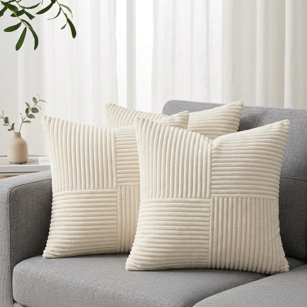45 × 45cm 2Pcs White Christmas Corduroy Cushion Covers
