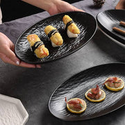 12 Inch rock stone pattern fish plate with flowing sand design for stylish food presentation