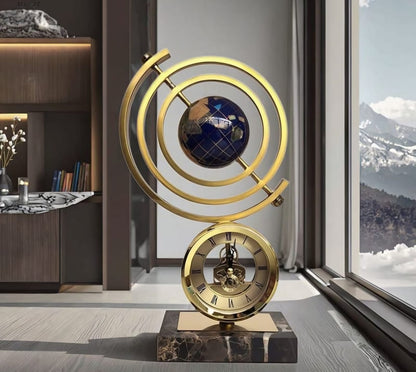 Marble base globe clock décor for home or office display