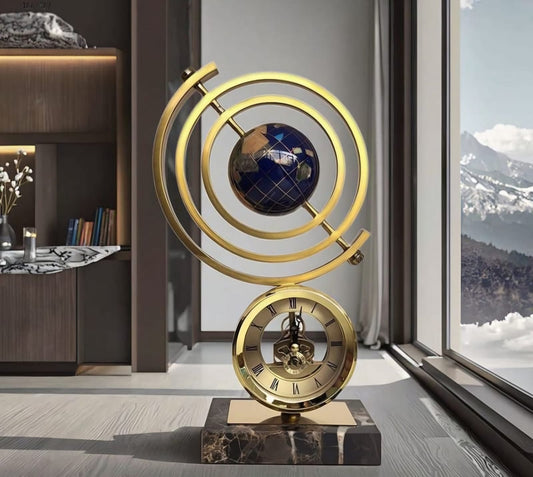 Marble base globe clock décor for home or office display