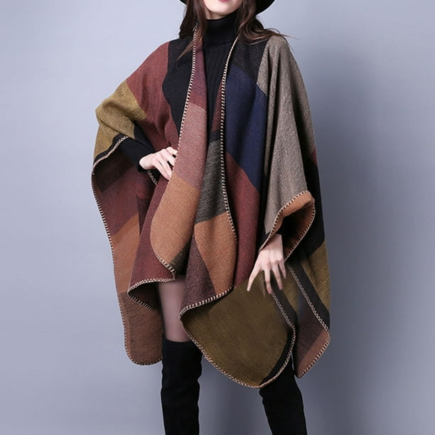 Geometric Wrap Shawl Poncho – Stylish Lightweight Fashion Poncho Wrap for Women Casual and Travel Wear