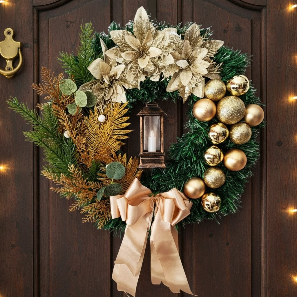 Christmas Wreath With Lamp