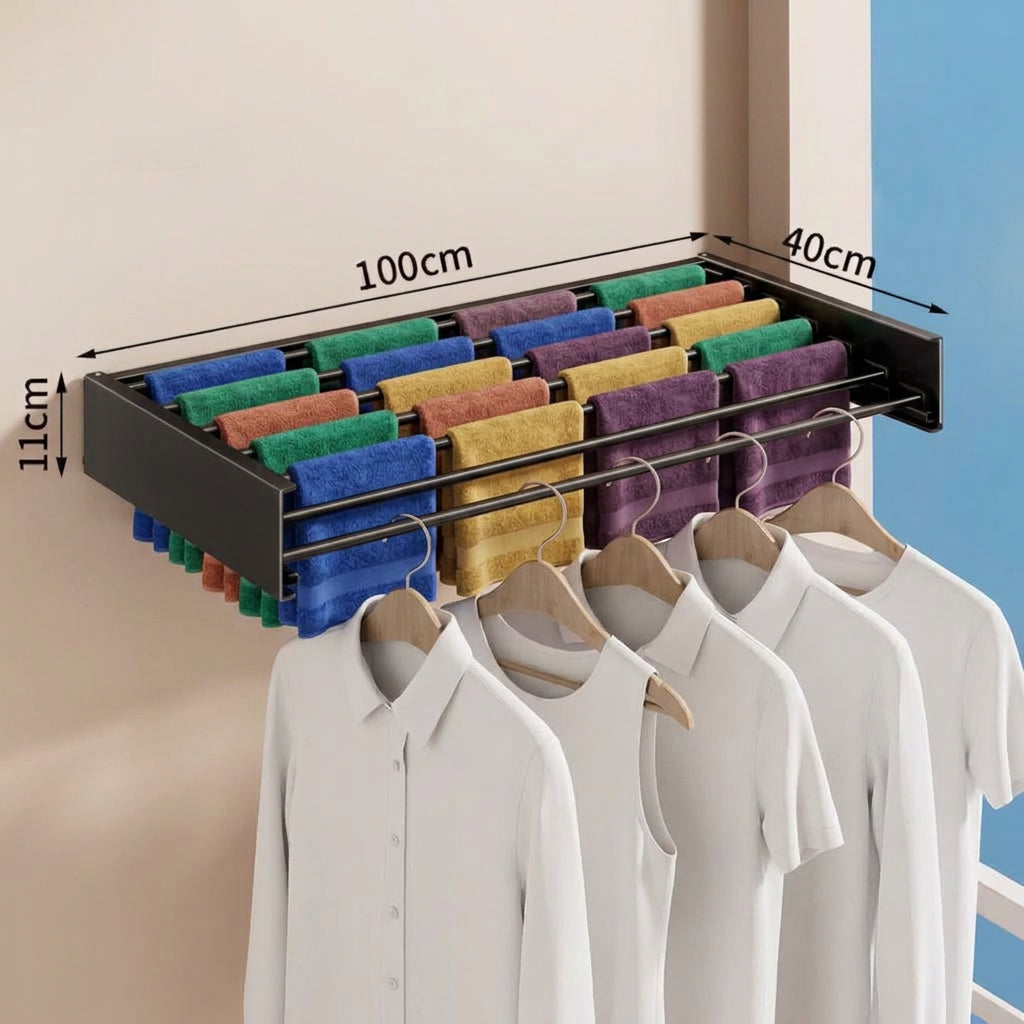 100cm Invisible Folding Wall Mounted Clothes Drying Rack