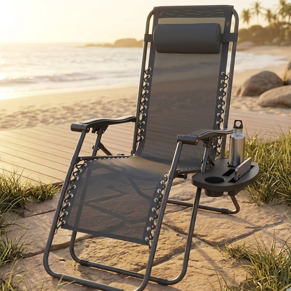 Adjustable Zero Gravity Recliner Folding Chair with Cup Holder