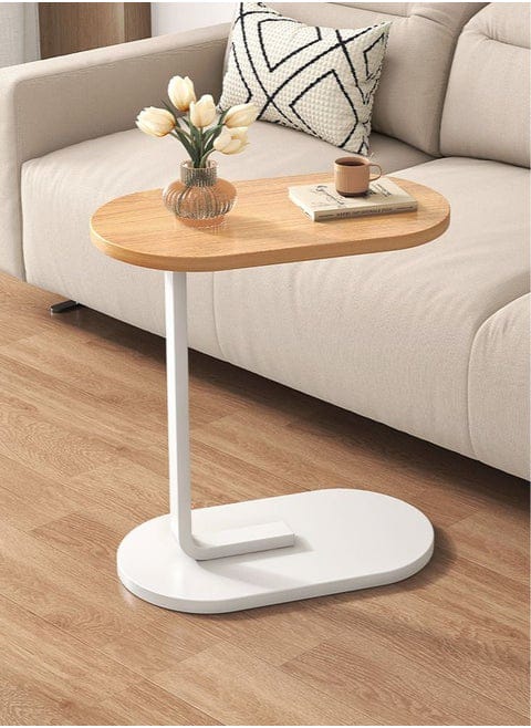Movable solid wood side stool in walnut brown and white