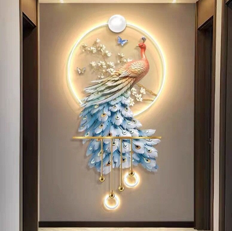 LED Peacock Wall Sculpture with Remote Control