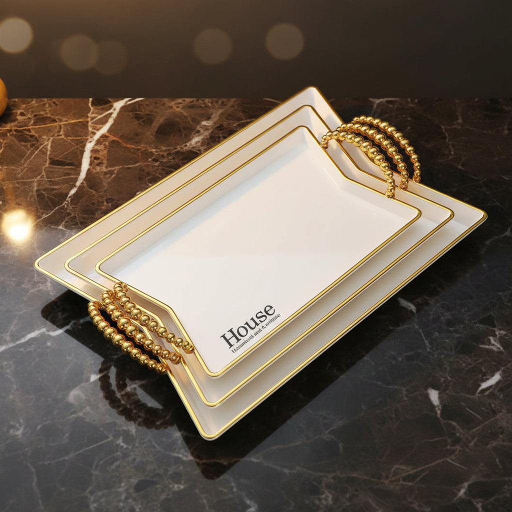 3 Piece acrylic house tray set for serving and home organization with modern design