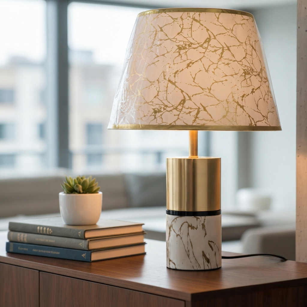 European style marble design table lamp measuring 50 × 30cm for living rooms and bedrooms
