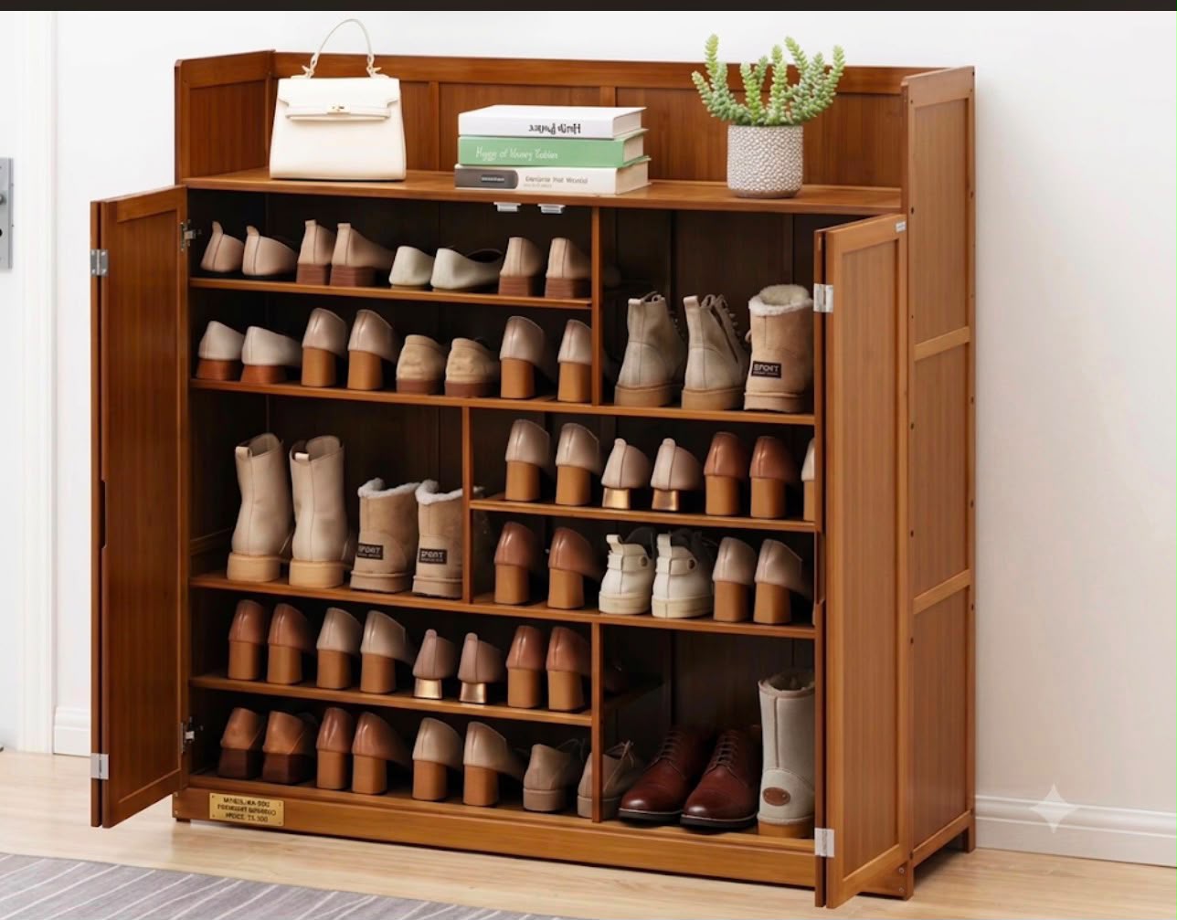 7 Layer Bamboo Shoe Cabinet with Top Shelf