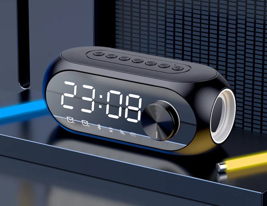 Portable Digital Alarm Clock with Bluetooth Speaker