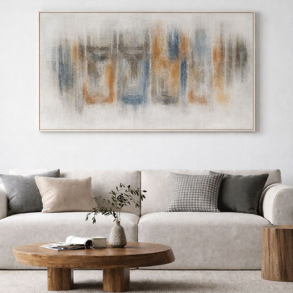 Abstract brushstroke wall art in warm earthy tones for modern interior décor