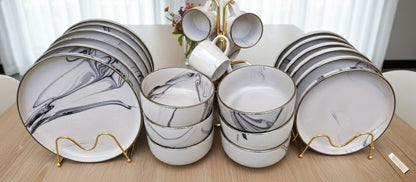 24 Pcs Marble Ceramic Dinner Set