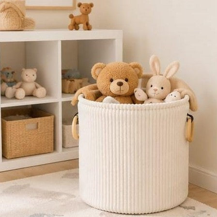 Velvet Corduroy Laundry Basket