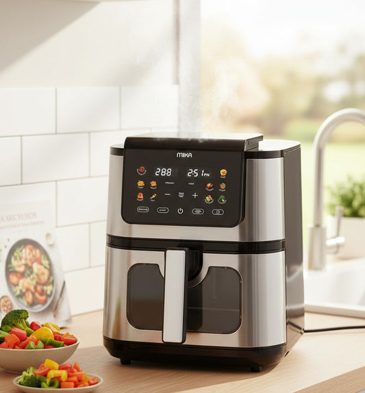 Mika MAFDW2208 8 litre digital air fryer in black and stainless steel