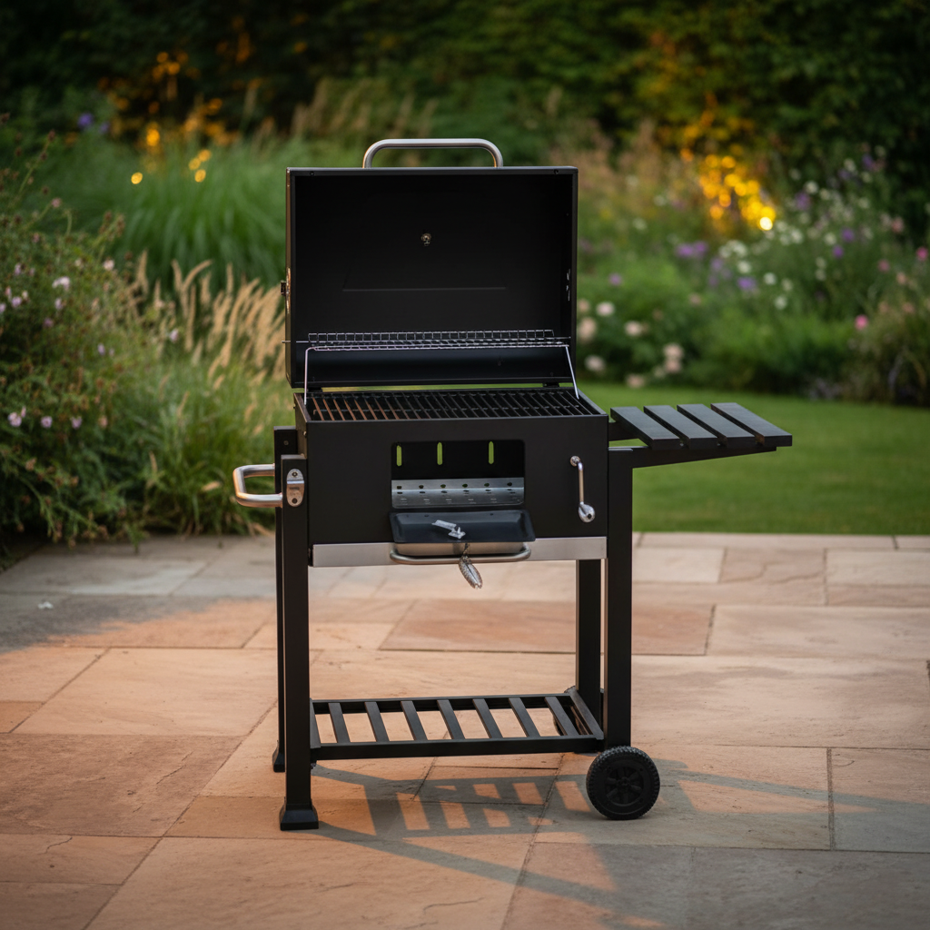 Charcoal BBQ Grill with Side Table
