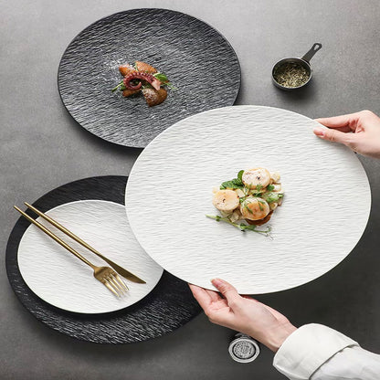 Rock Stone Texture Ceramic Steak Plate 10 Inch