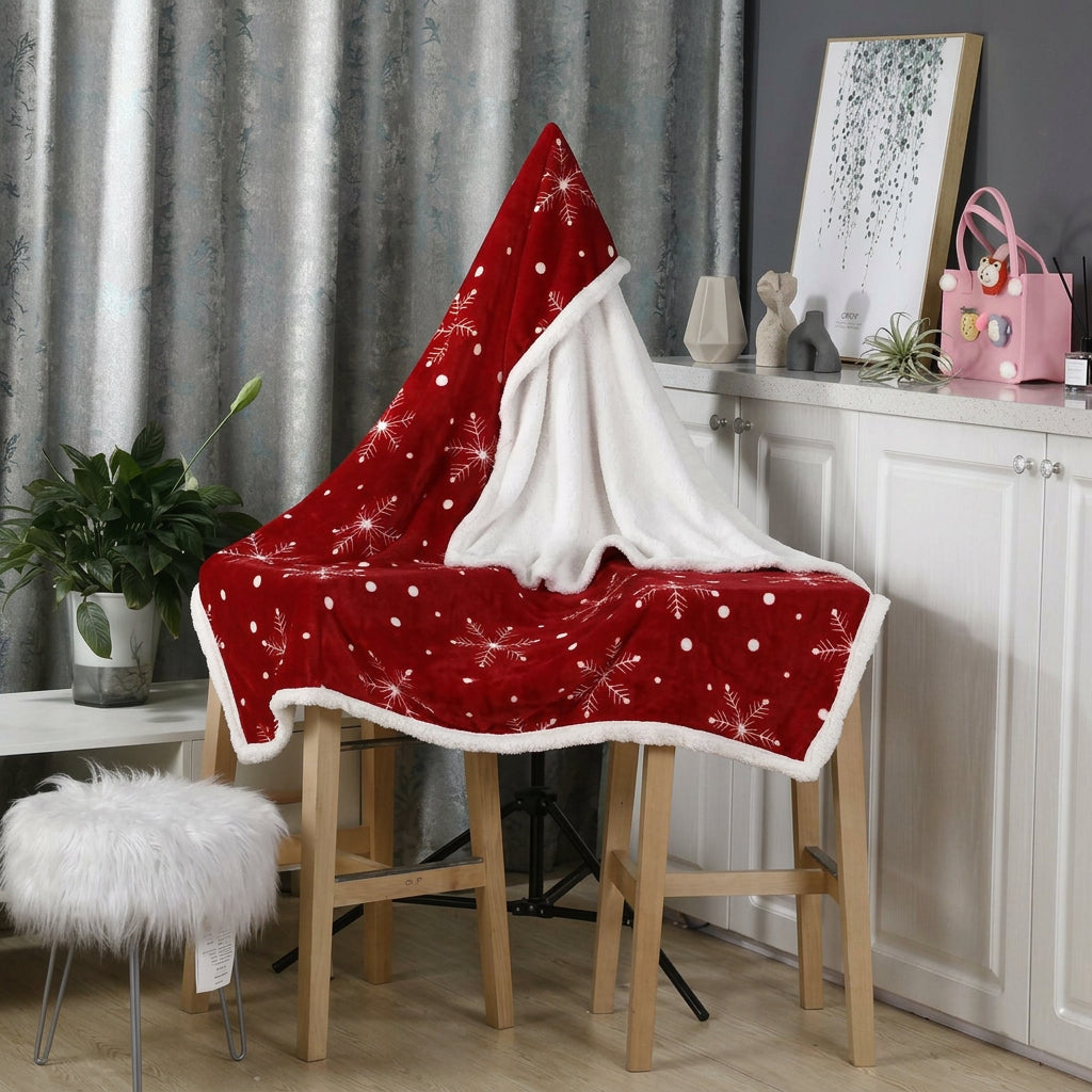 127 × 152cm Reversible Christmas Sherpa Throw Blanket with Fleece Surface, Fluffy Backing and Festive Snowflake Patterns available in Nairobi, Kenya