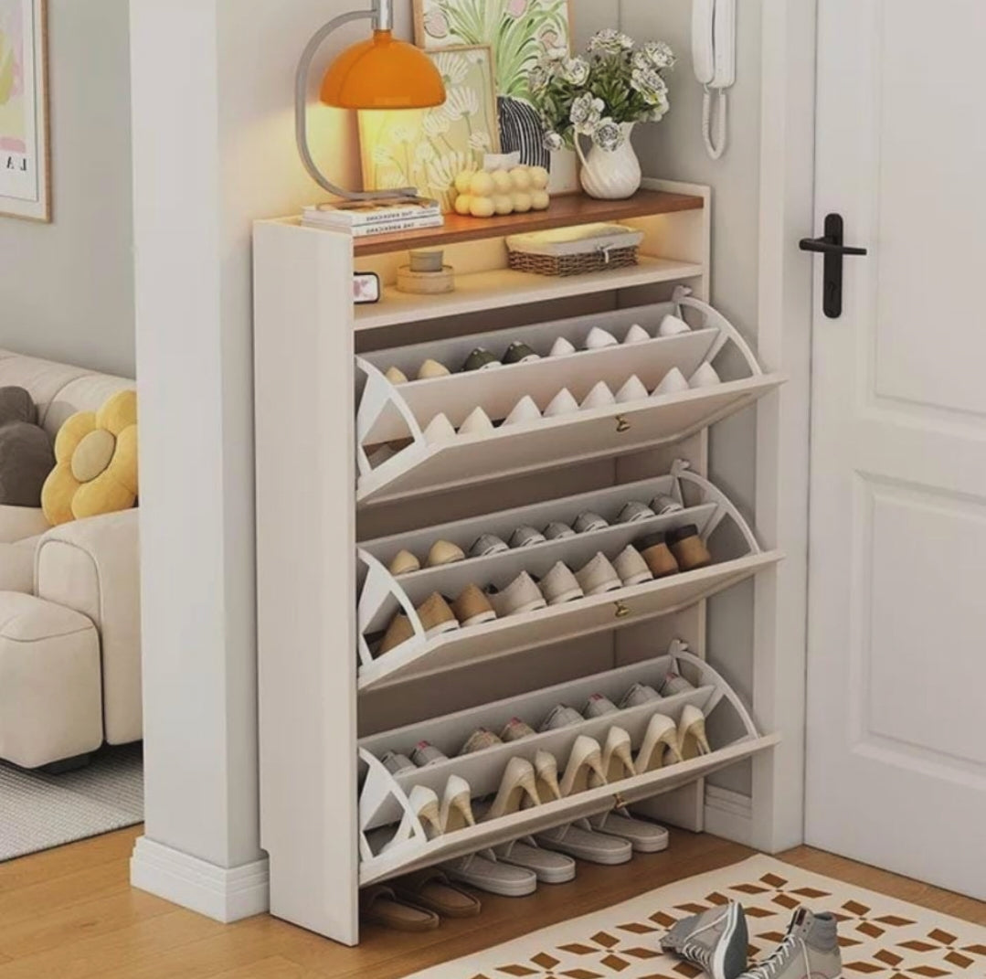 Ultra-thin flip bucket shoe rack storage cabinet for entryways, available in Nairobi, Kenya