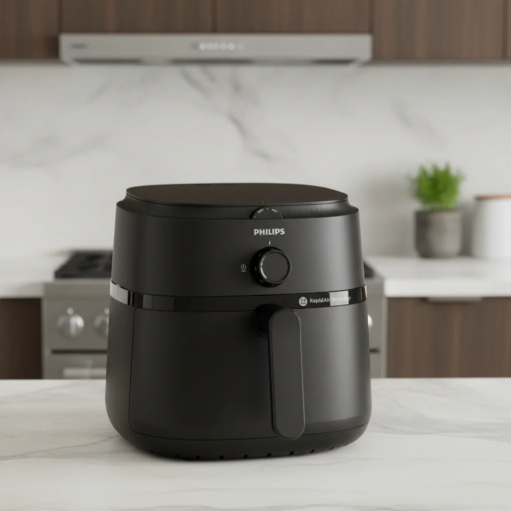1000 Series 6.2L air fryer with 1700W power and RapidAir technology for healthier frying, roasting, baking, and grilling NA130/09.