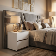 White MDF Bedside Nightstand with Push-Open Doors, 46 × 46 × 43 cm, available in Nairobi, Kenya